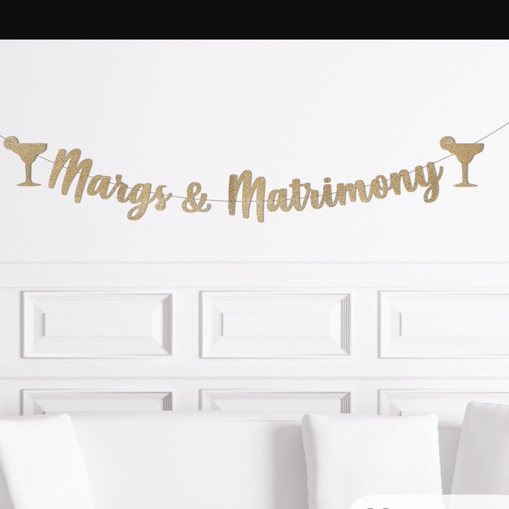 Gold Glitter 'Margs & Matrimony' Banner